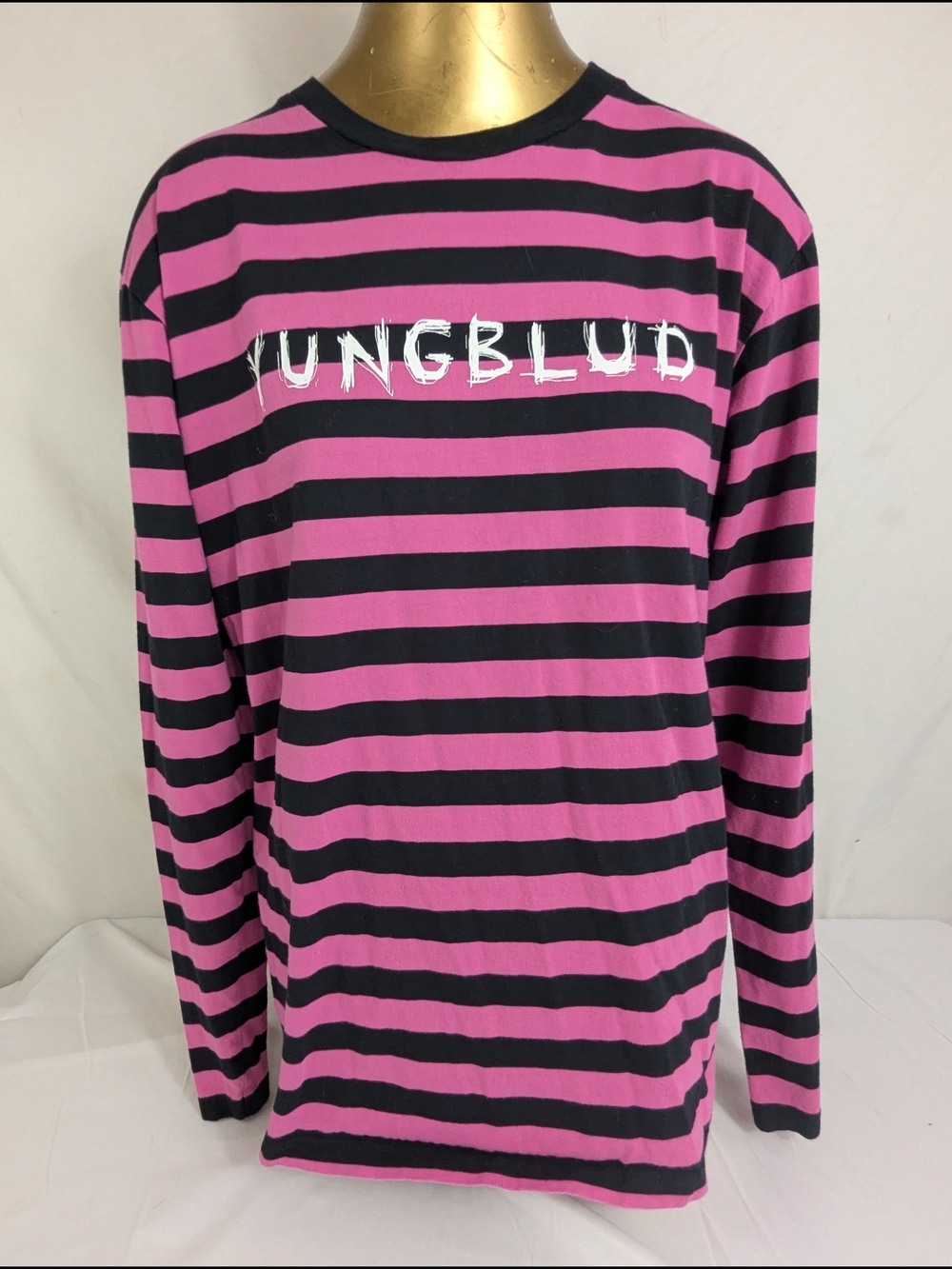 Yungblud Black & Pink Striped Long Sleeve Top Large